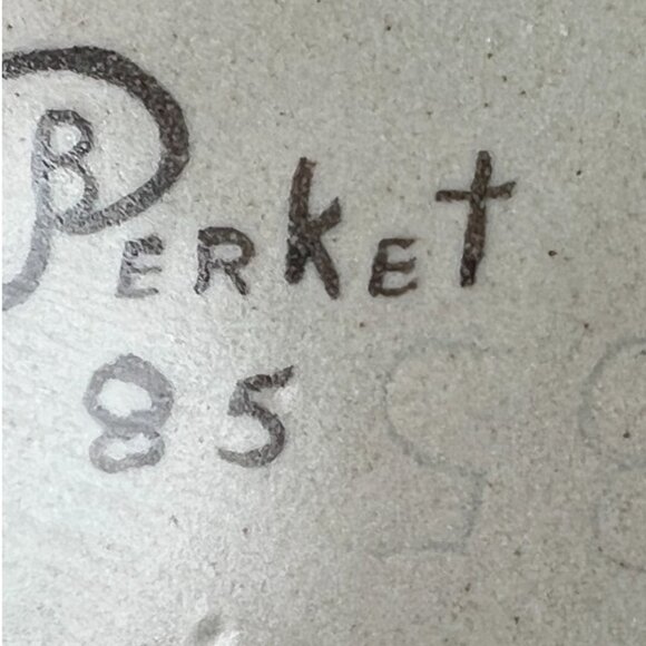 Vtg 1985 PIE PLATE Stoneware Signed Handpainted Ruffled Fluted Oven Safe Floral - Picture 13 of 14